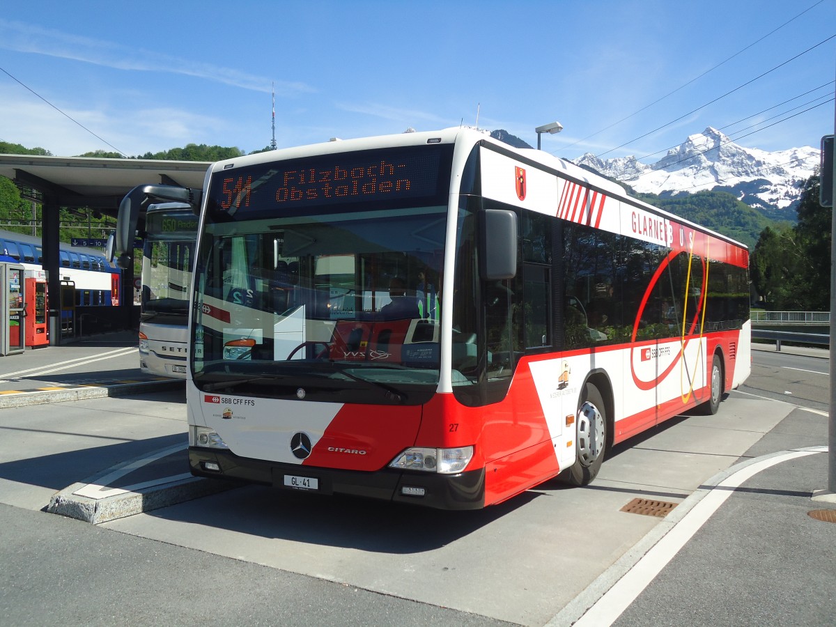 (138'954) - Niederer, Filzbach - Nr. 27/GL 41 - Mercedes am 17. Mai 2012 beim Bahnhof Ziegelbrcke