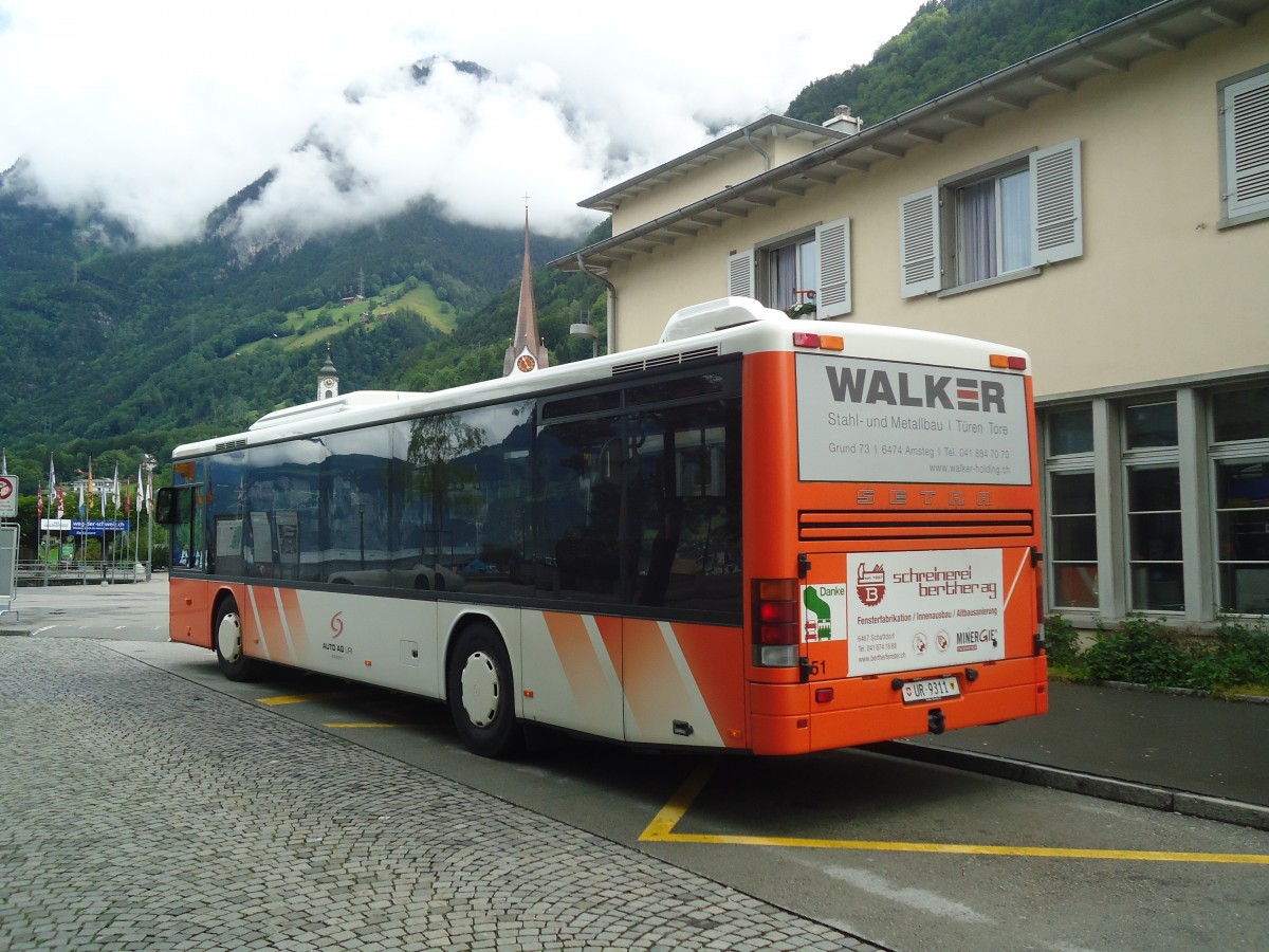 (139'413) - AAGU Altdorf - Nr. 51/UR 9311 - Setra am 11. Juni 2012 beim Bahnhof Flelen