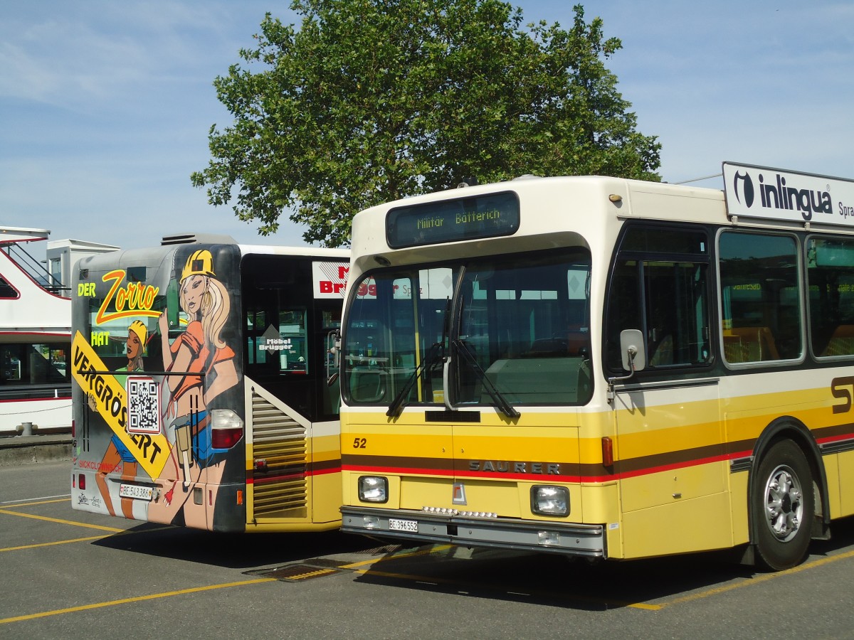 (139'997) - STI Thun - Nr. 52/BE 396'552 - Saurer/R&J am 24. Juni 2012 bei der Schifflndte Thun (Teilaufnahme)