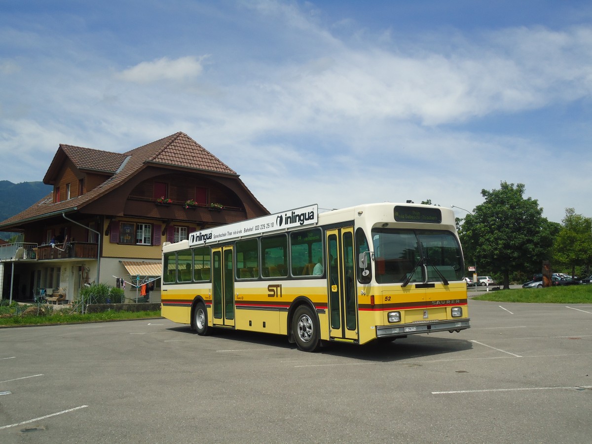 (140'037) - STI Thun - Nr. 52/BE 396'552 - Saurer/R&J am 24. Juni 2012 in Lngenbhl, Grizzlibr