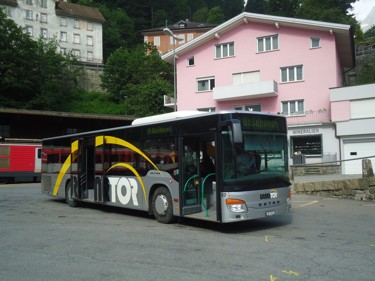 (140'236) - AAGU Altdorf - Nr. 57/UR 9347 - Setra am 1. Juli 2012 beim Bahnhof Gschenen