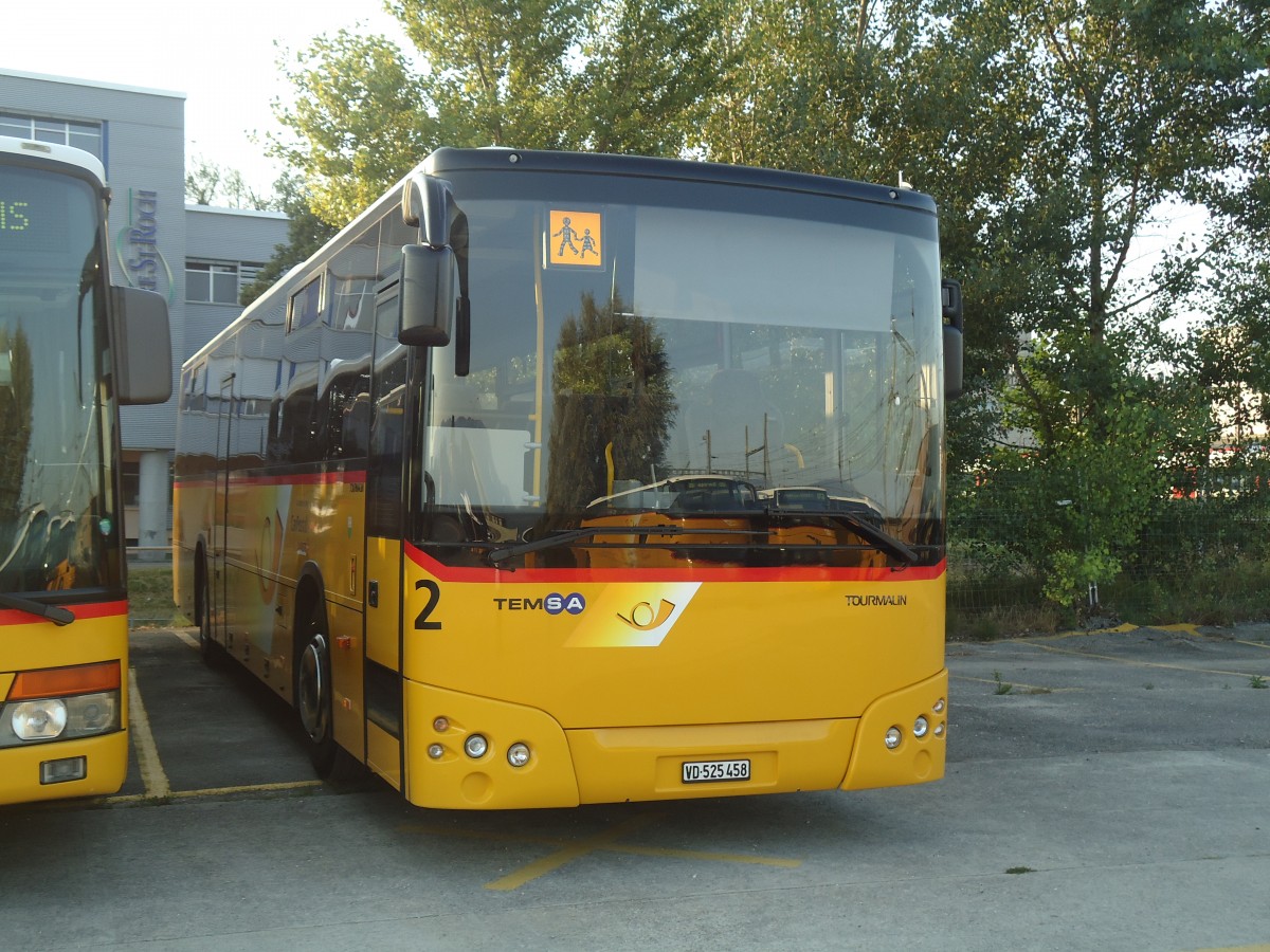 (140'929) - CarPostal Ouest - VD 525'458 - Temsa am 27. Juli 2012 in Yverdon, Garage