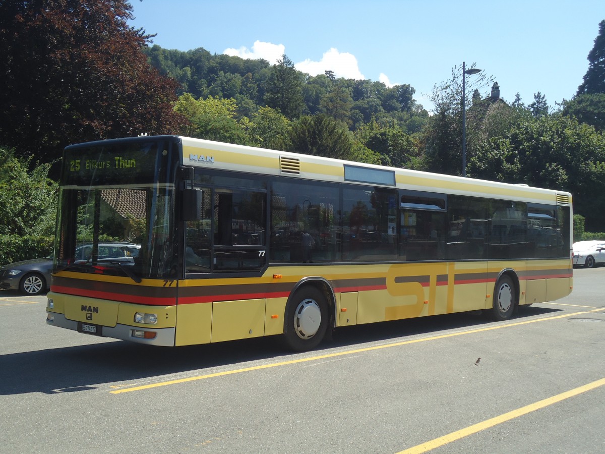 (141'053) - STI Thun - Nr. 77/BE 274'177 - MAN am 8. August 2012 bei der Schifflndte Thun