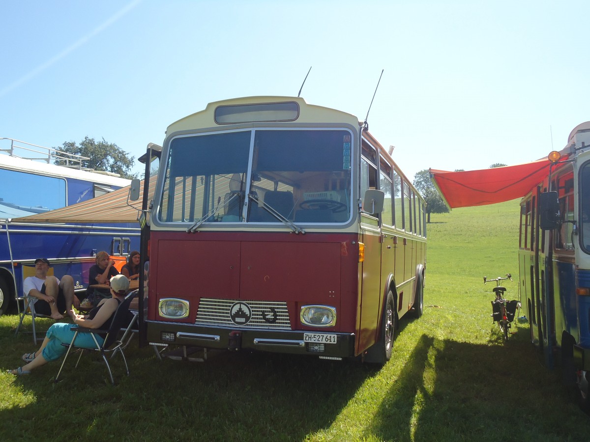 (141'209) - Niederer F., Langwiesen - ZH 527'611 - Saurer/Tscher (ex Solr+Fontana, Ilanz) am 18. August 2012 in Affeltrangen, Kreuzegg