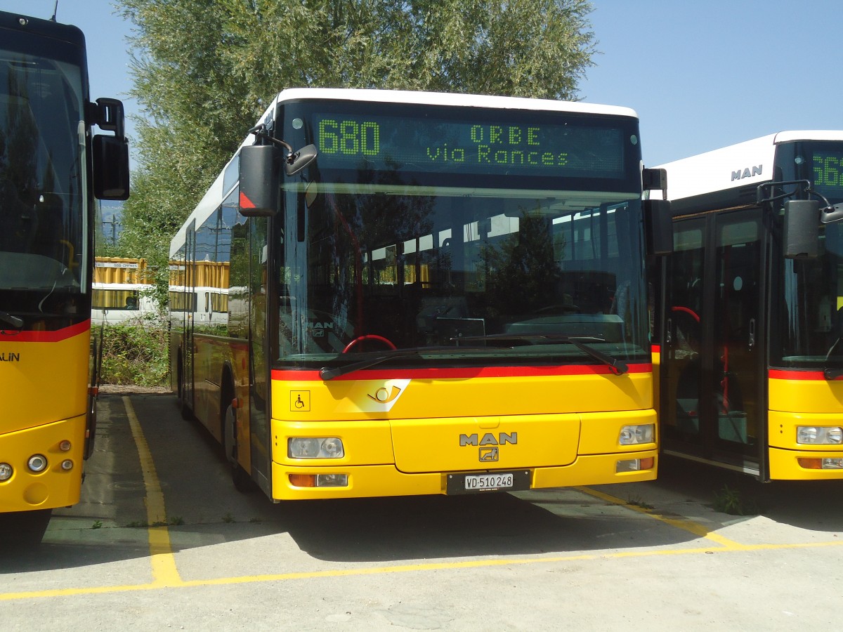 (141'343) - CarPostal Ouest - VD 510'248 - MAN (ex P 25'586) am 19. August 2012 in Yverdon, Garage