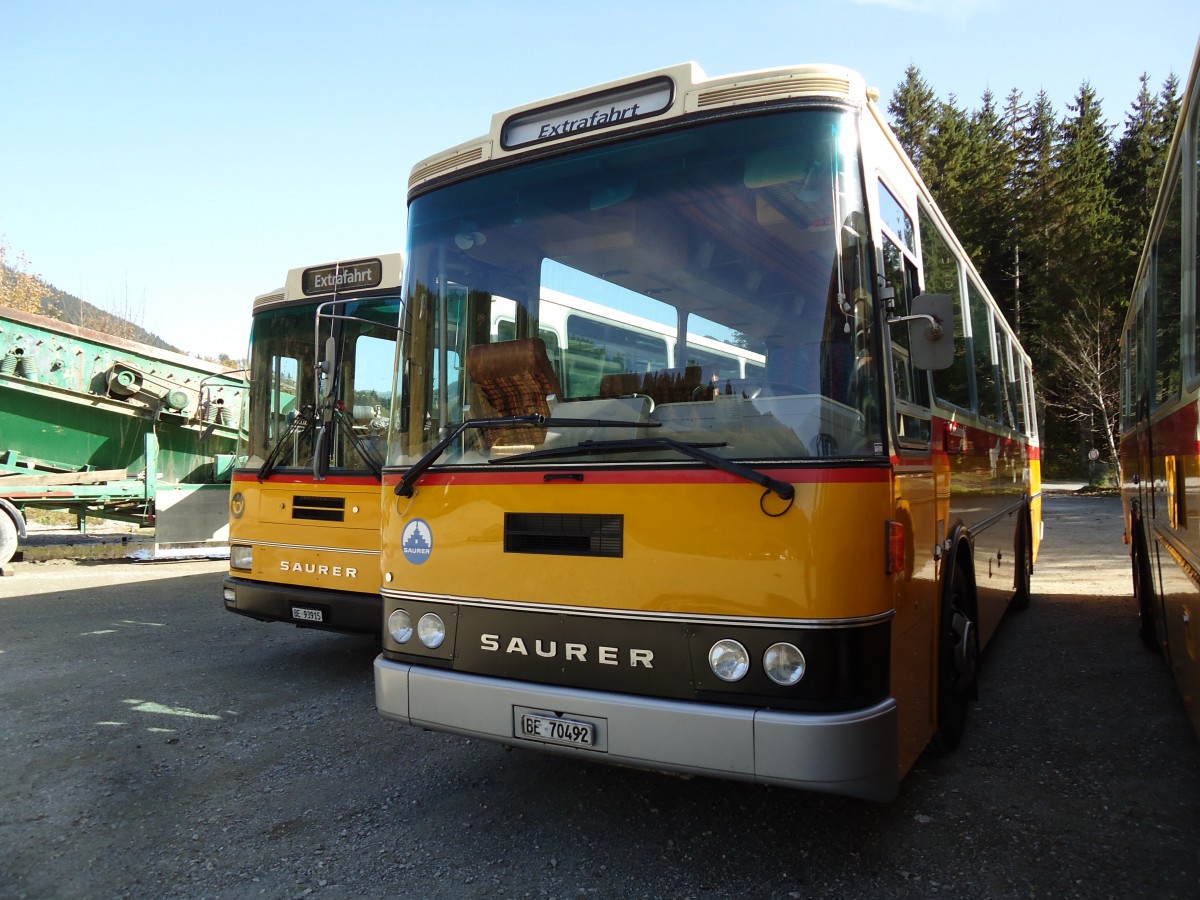 (142'051) - Leuenberger, Kirchberg - BE 70'492 - Saurer/Lauber (ex Niederer, Filzbach Nr. 11) am 21. Oktober 2012 in Schwarzsee, Schwyberg