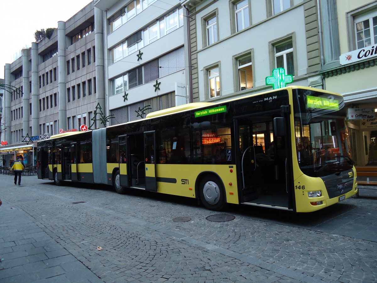 (142'253) - STI Thun - Nr. 146/BE 801'146 - MAN am 22. November 2012 in Thun, Blliz