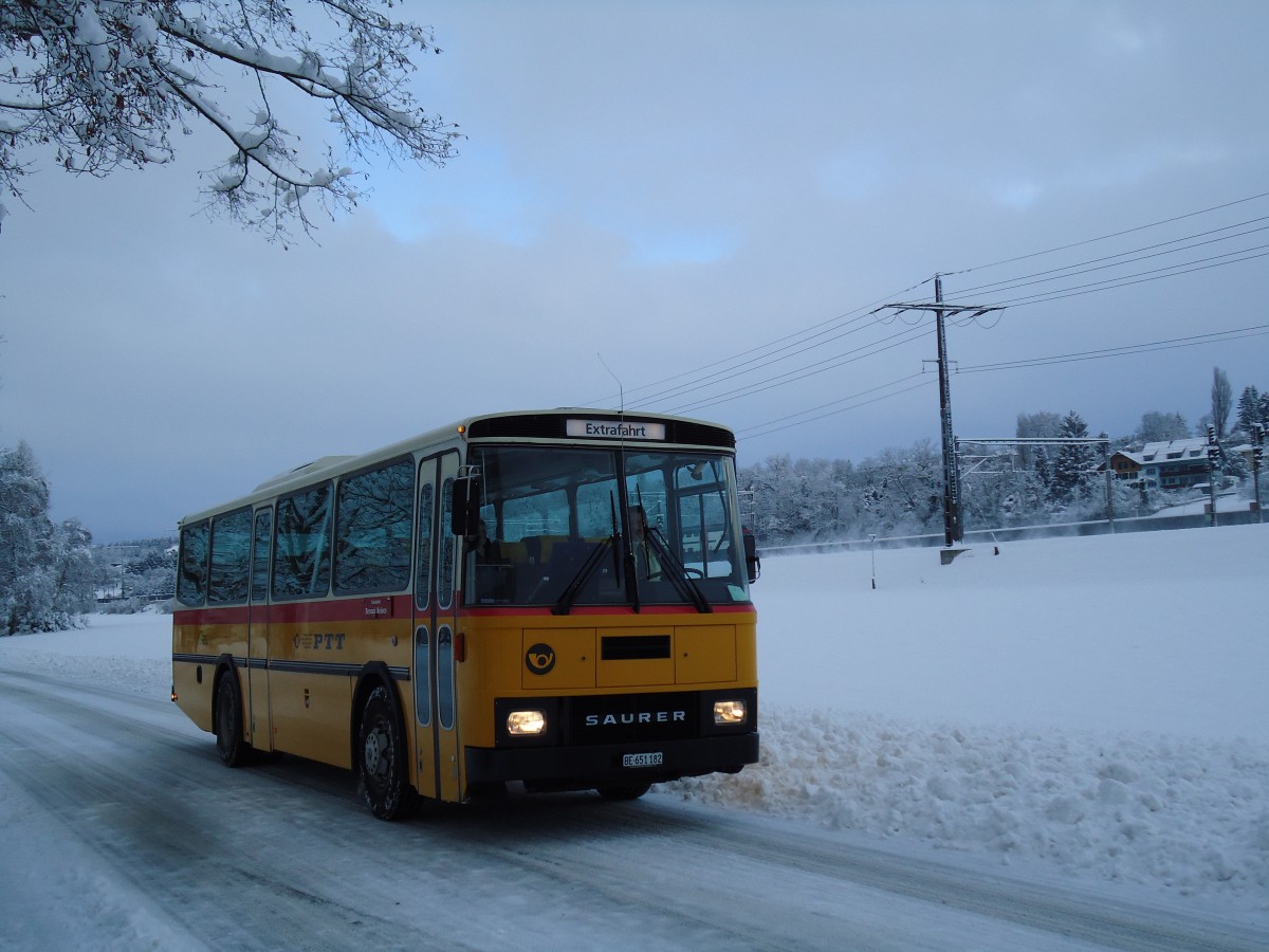 (142'331) - Bernair, Mnsingen - BE 651'182 - Saurer/Tscher (ex Schebath, Lauerz; ex Albin, Fllanden; ex Heim, Flums) am 8. Dezember 2012 in Mnsingen, CTA