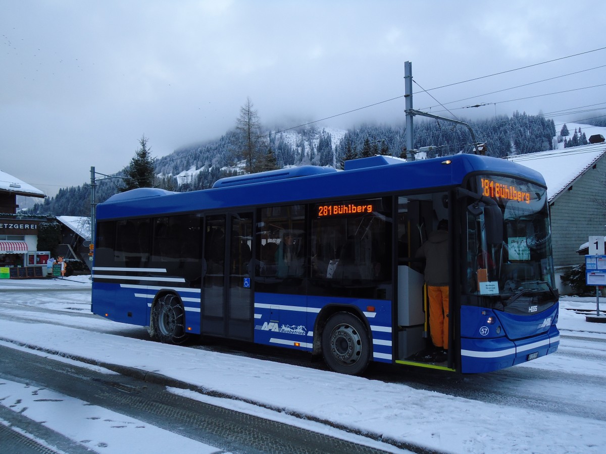 (142'898) - AFA Adelboden - Nr. 57/BE 272'798 - Scania/Hess am 2. Januar 2013 beim Bahnhof Lenk