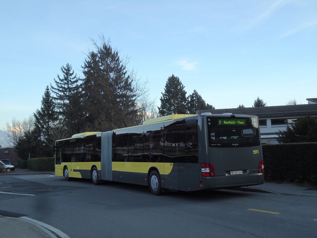 (142'994) - STI Thun - Nr. 141/BE 801'141 - MAN am 6. Januar 2013 in Thun, Schorenfriedhof