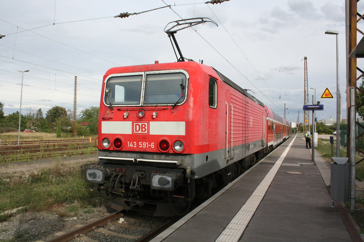 143 591 im Bahnhof Halle-Nietleben am 29.8.20