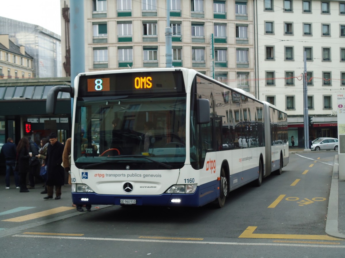 (143'352) - TPG Genve - Nr. 1160/GE 960'910 - Mercedes am 22. Februar 2013 beim Bahnhof Genve