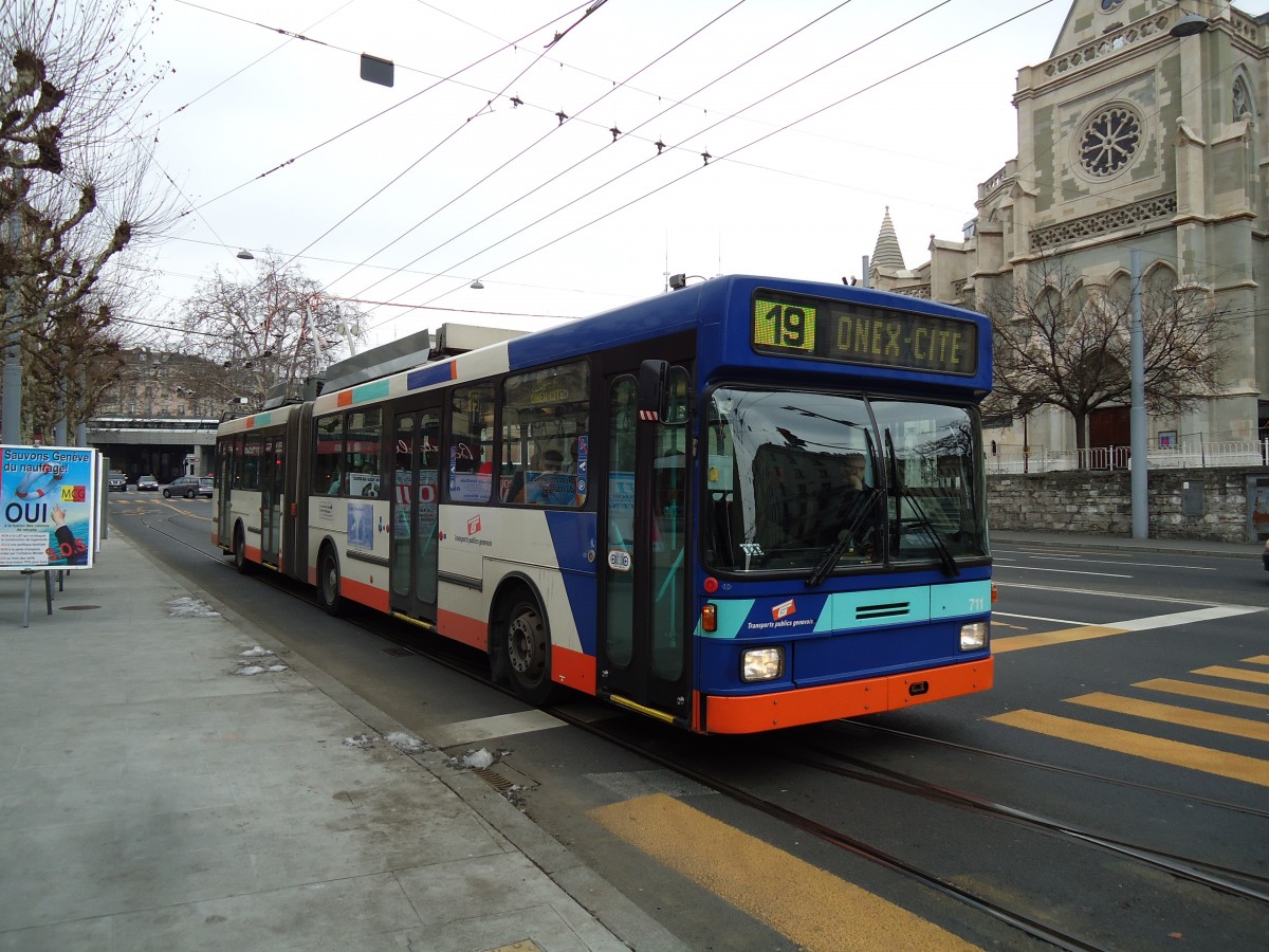 (143'392) - TPG Genve - Nr. 711 - NAW/Hess Gelenktrolleybus am 22. Februar 2013 in Genve