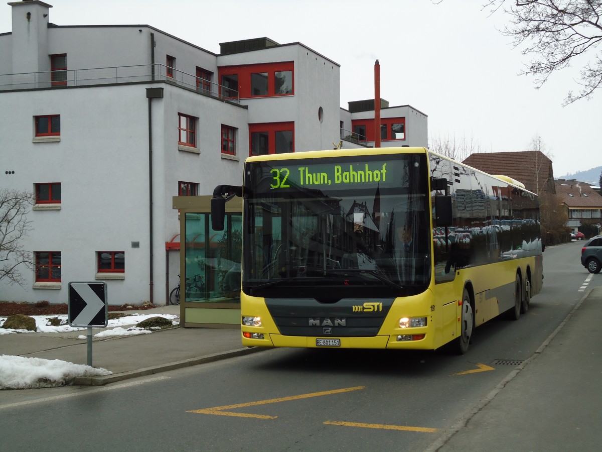 (143'427) - STI Thun - Nr. 151/BE 801'151 - MAN am 22. Februar 2013 in Thun, Spital