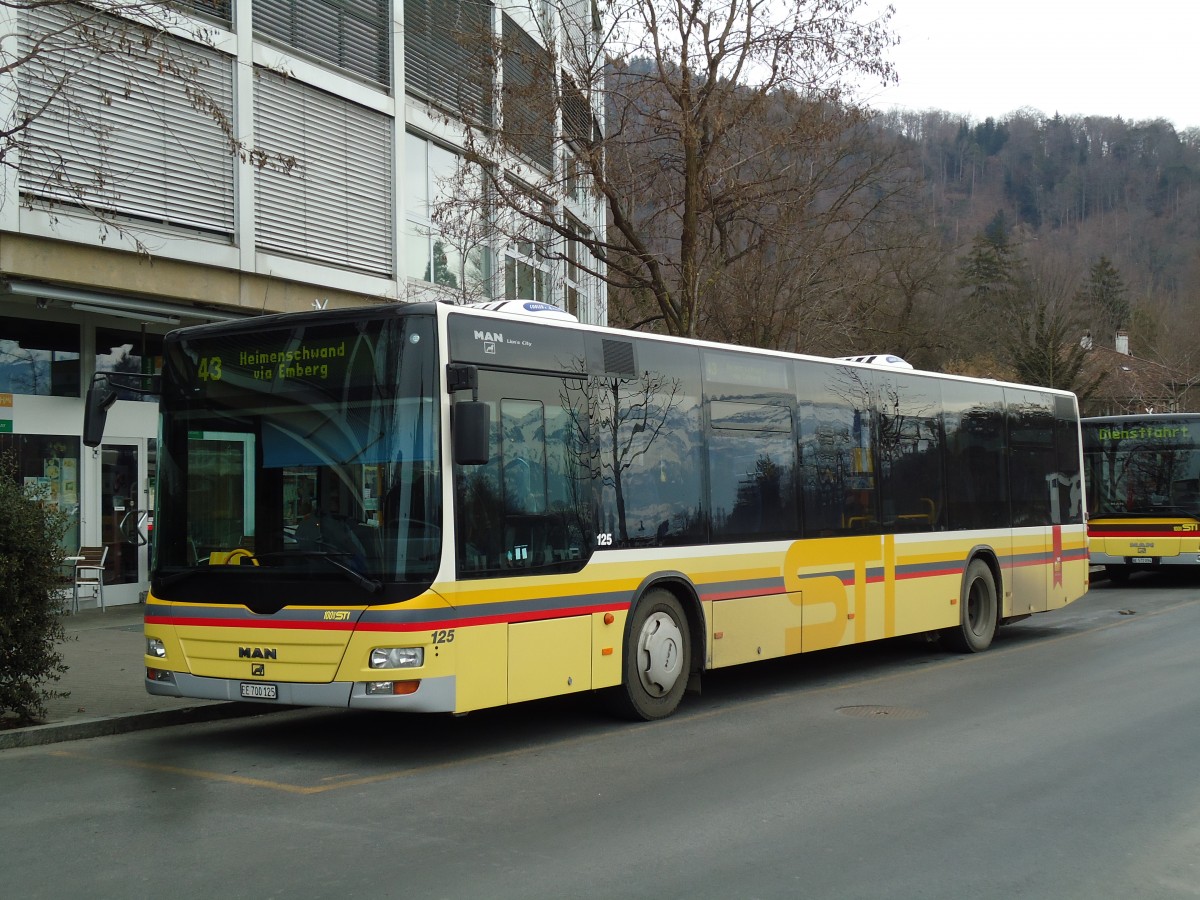 (143'456) - STI Thun - Nr. 125/BE 700'125 - MAN am 8. Mrz 2013 bei der Schifflndte Thun