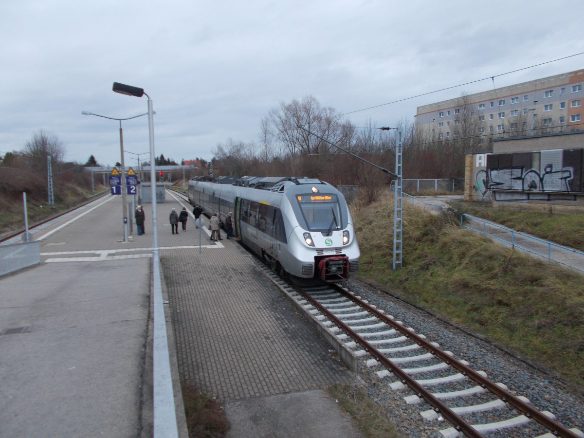 1442 104 fuhr nach der Ankunft in Leipzig Miltitzer Allee,am 21.Dezember 2014,wieder zur�ck nach Wurzen.