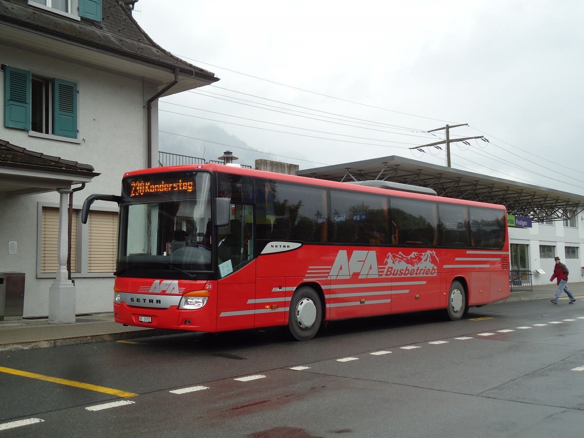 (144'802) - AFA Adelboden - Nr. 24/BE 26'701 - Setra am 2. Juni 2013 beim Bahnhof Frutigen