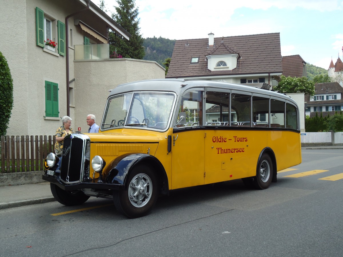 (145'008) - Reusser, Thun - BE 58'656 - Saurer/Hnni (ex Kontiki, Wettingen; ex Nussbaumer, Ganterschwil) am 15. Juni 2013 in Thun, Garage STI