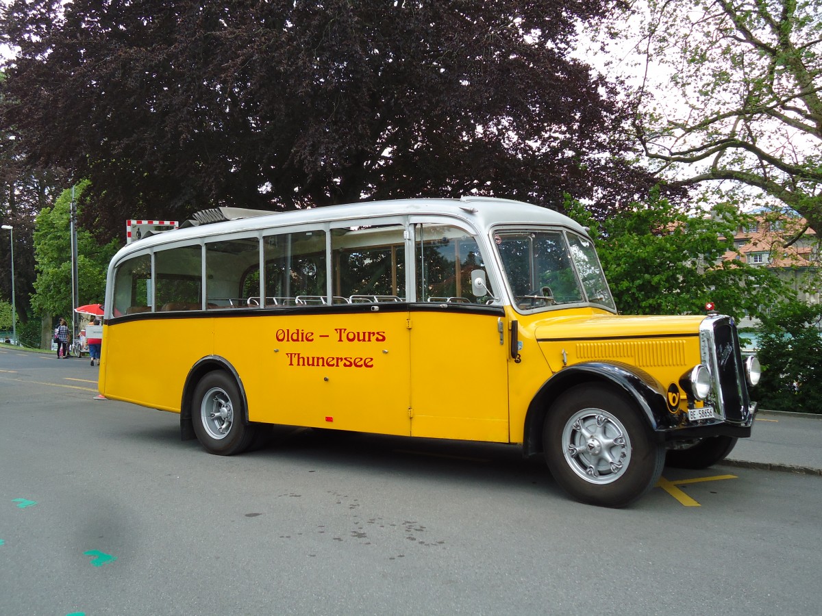 (145'014) - Reusser, Thun - BE 58'656 - Saurer/Hnni (ex Kontiki, Wettingen; ex Nussbaumer, Ganterschwil) am 15. Juni 2013 in Thun, Garage STI