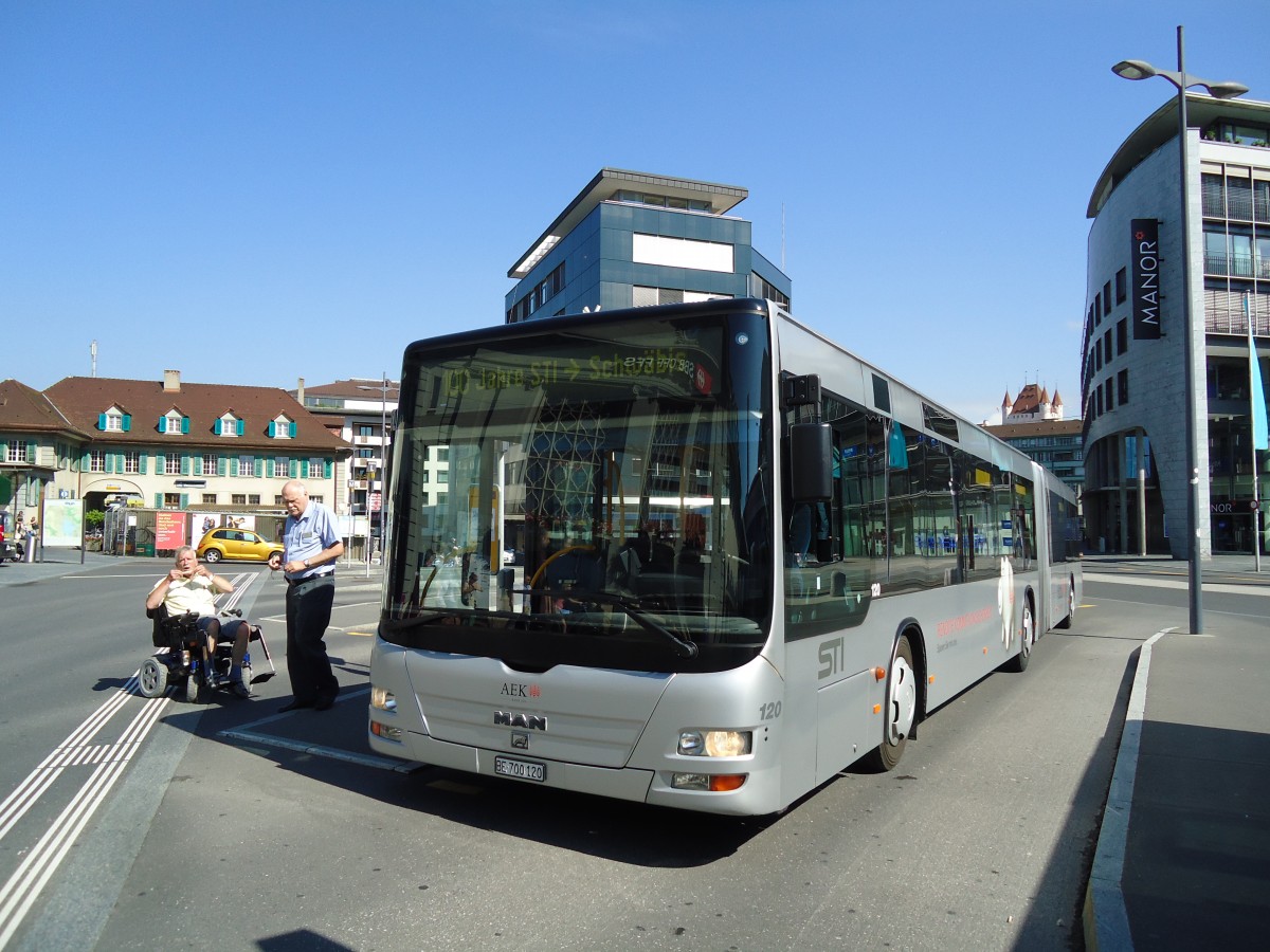 (145'062) - STI Thun - Nr. 120/BE 700'120 - MAN am 16. Juni 2013 in Thun, Garage