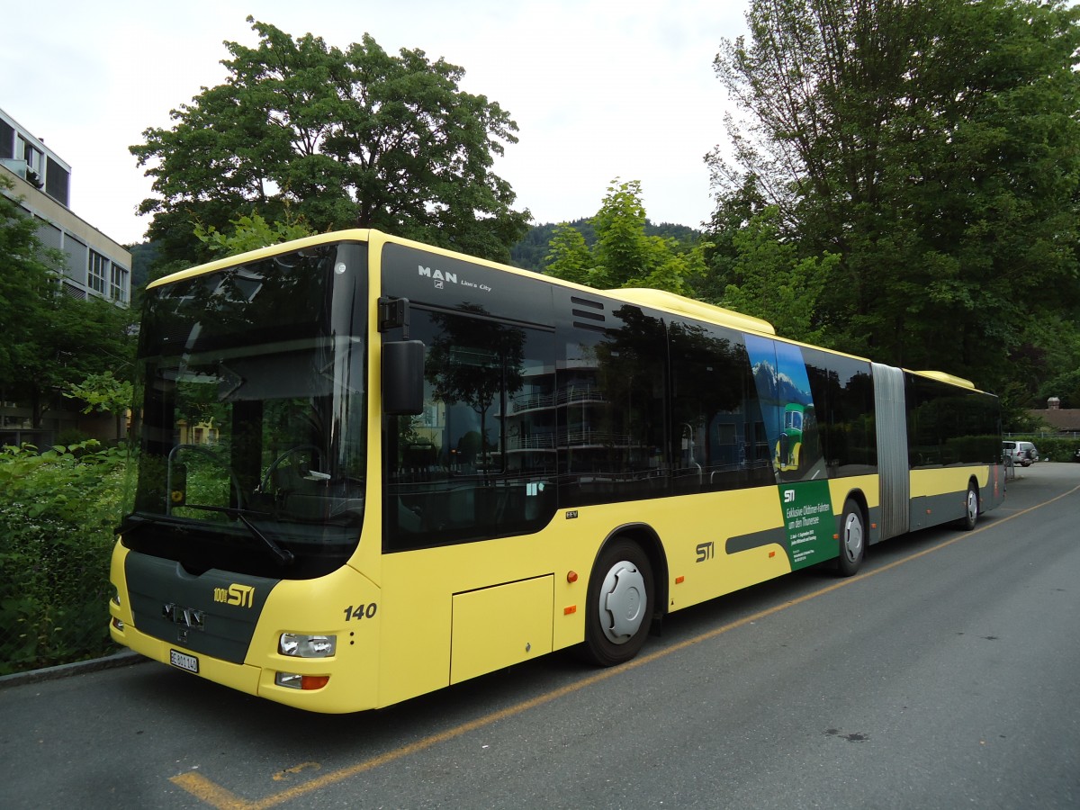 (145'308) - STI Thun - Nr. 140/BE 801'140 - MAN am 21. Juni 2013 bei der Schifflndte Thun