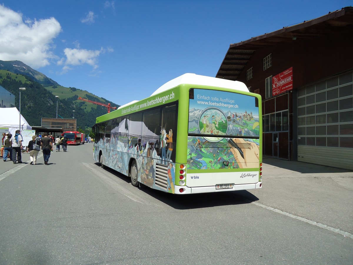 (145'565) - Busland, Burgdorf - Nr. 41/BE 593 - Scania/Hess am 30. Juni 2013 in Frutigen, 100 Jahre BLS