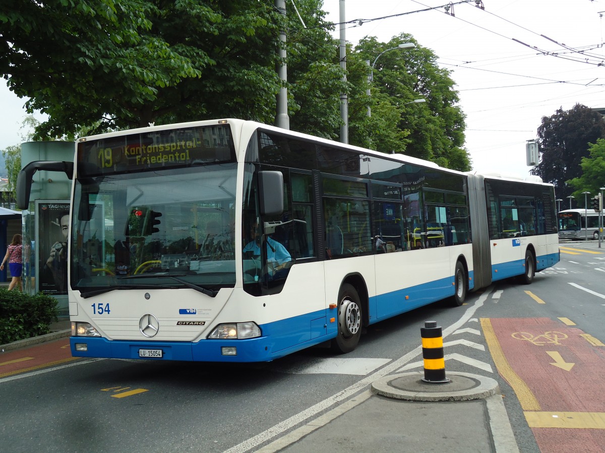 (145'682) - VBL Luzern - Nr. 154/LU 15'054 - Mercedes am 8. Juli 2013 beim Bahnhof Luzern