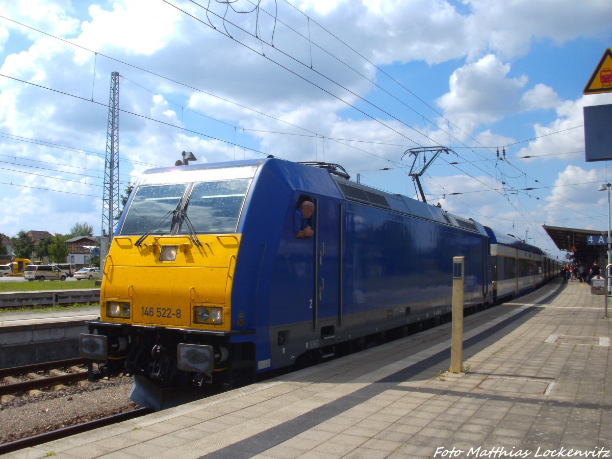 146 522-8 (D-OLA) mit ziel Leipzig Hbf im Bahnhof Gstrow am 15.7.14