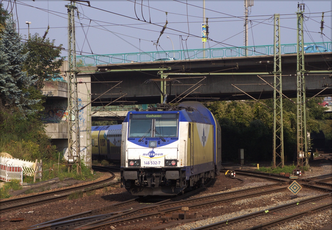 146 532 mit Metronom in Richtung Cuxhaven am 06.09.14 in Hamburg Harburg