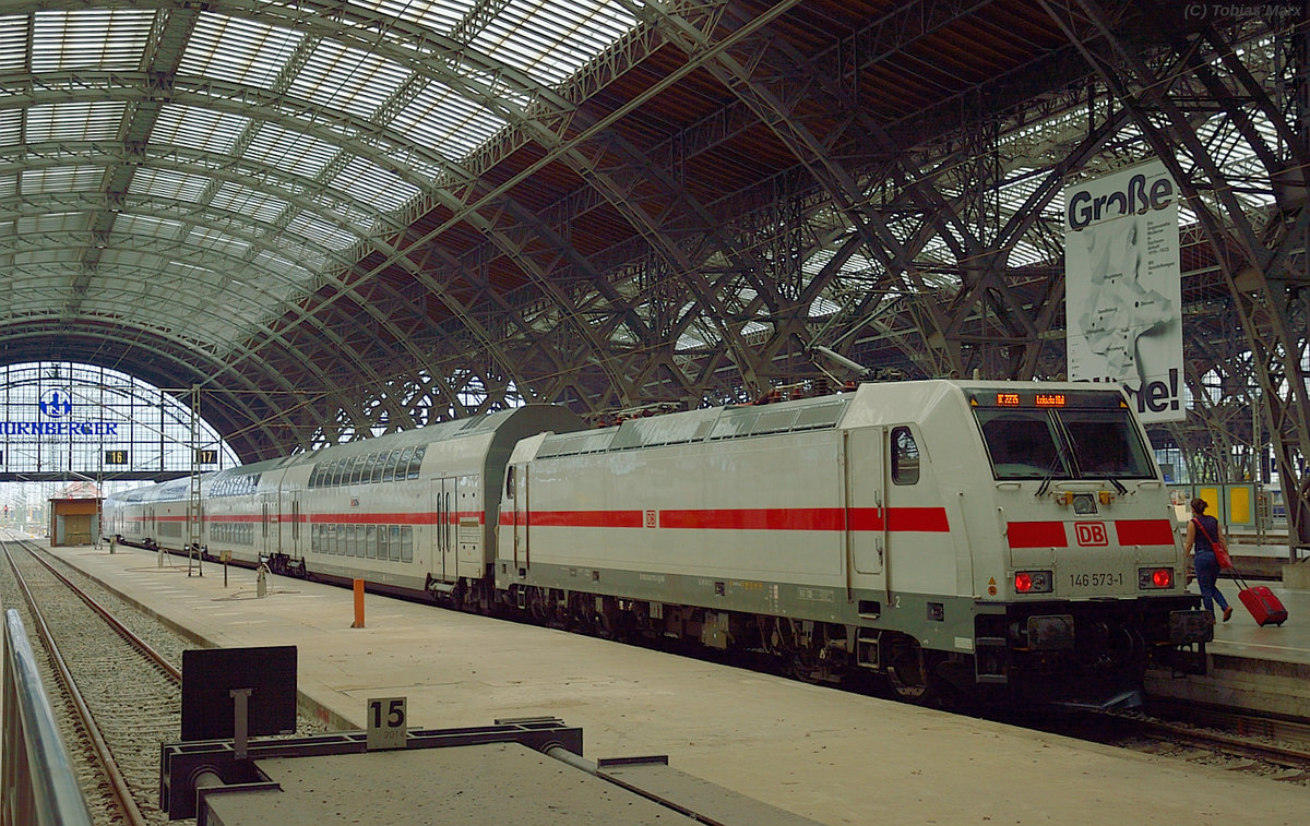 146 573 mit ihren IC Dostos am 26.07.2016 in Leipzig