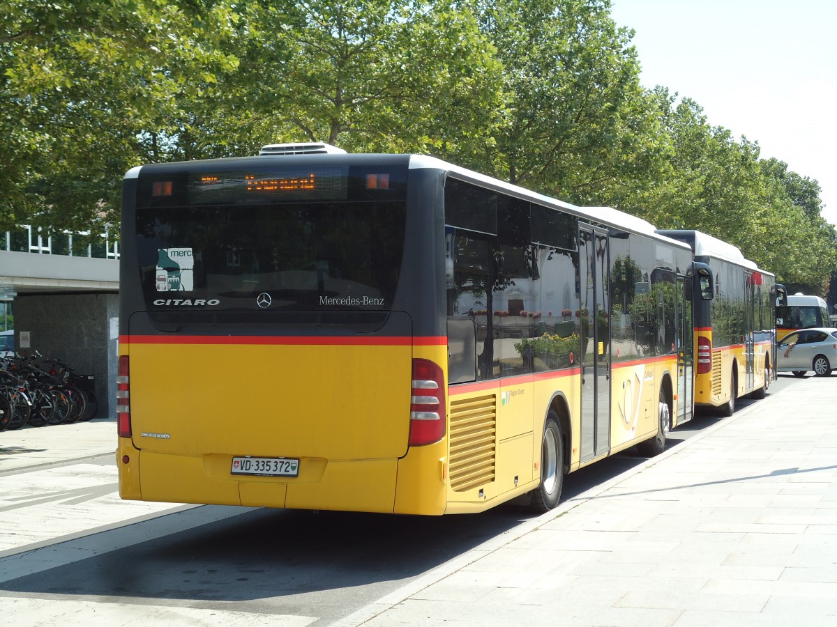 (146'031) - CarPostal Ouest - VD 335'372 - Mercedes am 22. Juli 2013 beim Bahnhof Yverdon