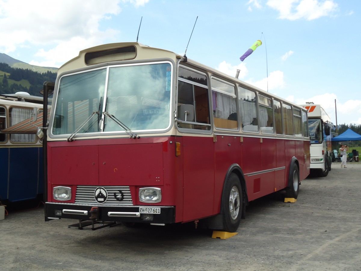 (146'363) - Niederer F., Langwiesen - ZH 527'611 - Saurer/Tscher (ex Solr+Fontana, Ilanz) am 17. August 2013 in Lenk, Metschbahnen