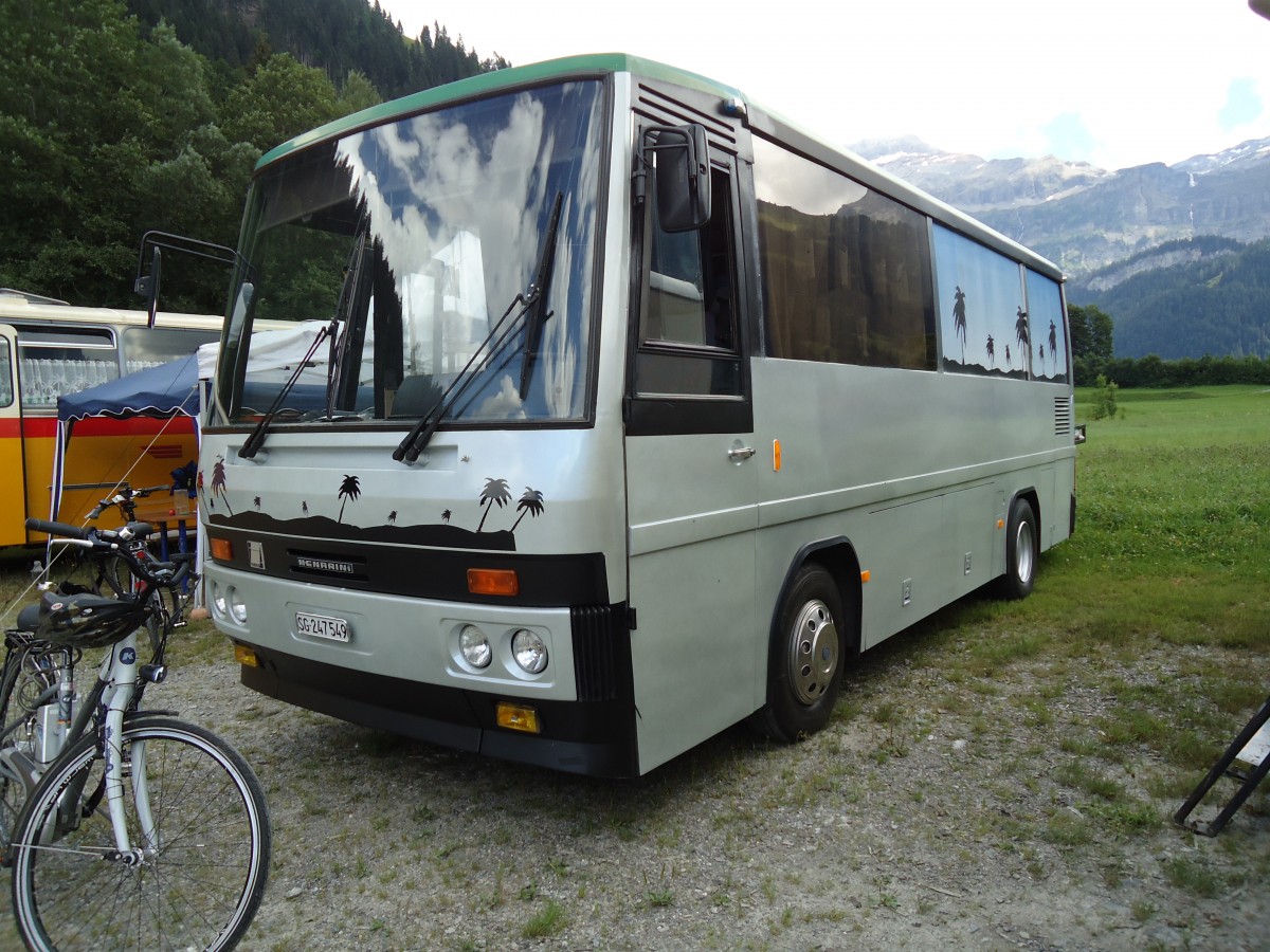 (146'381) - Schneider, Ermenswil - SG 247'549 - Menarini-Iveco (ex Nr. 5) am 17. August 2013 in Lenk, Metschbahnen