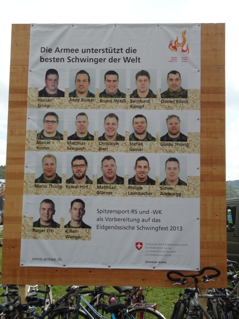 (146'872) - Plakat mit Spitzenschwingern am 1. September 2013 am Eidg. Schwing- und Aelplerfest in Burgdorf