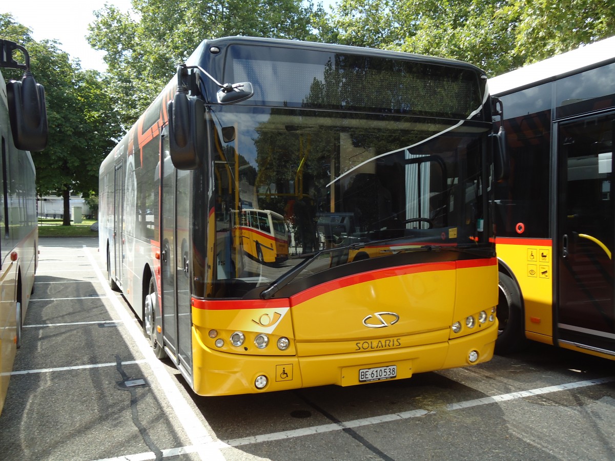 (146'913) - PostAuto Bern - BE 610'538 - Solaris am 1. September 2013 in Burgdorf, Markthalle