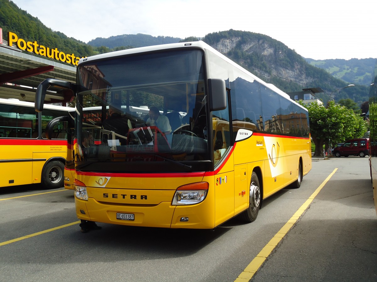 (146'988) - PostAuto Bern - BE 653'387 - Setra am 2. September 2013 in Meiringen, Postautostation