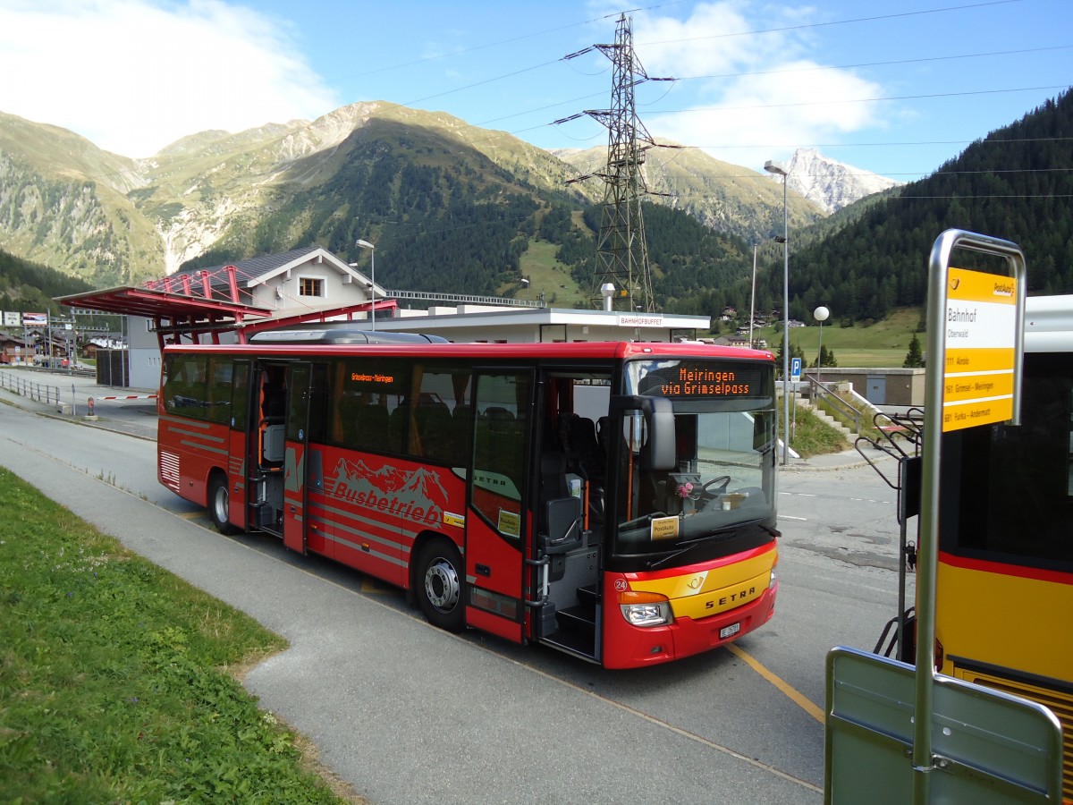 (147'029) - AFA Adelboden - Nr. 24/BE 26'701 - Setra am 2. September 2013 beim Bahnhof Oberwald (Einsatz AVG M.)