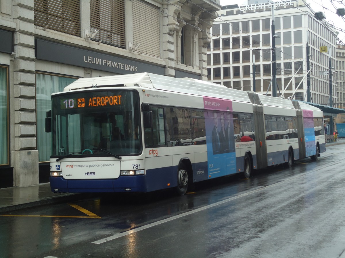 (147'152) - TPG Genve - Nr. 781 - Hess/Hess Doppelgelenktrolleybus am 16. September 2013 in Genve, Bel-Air