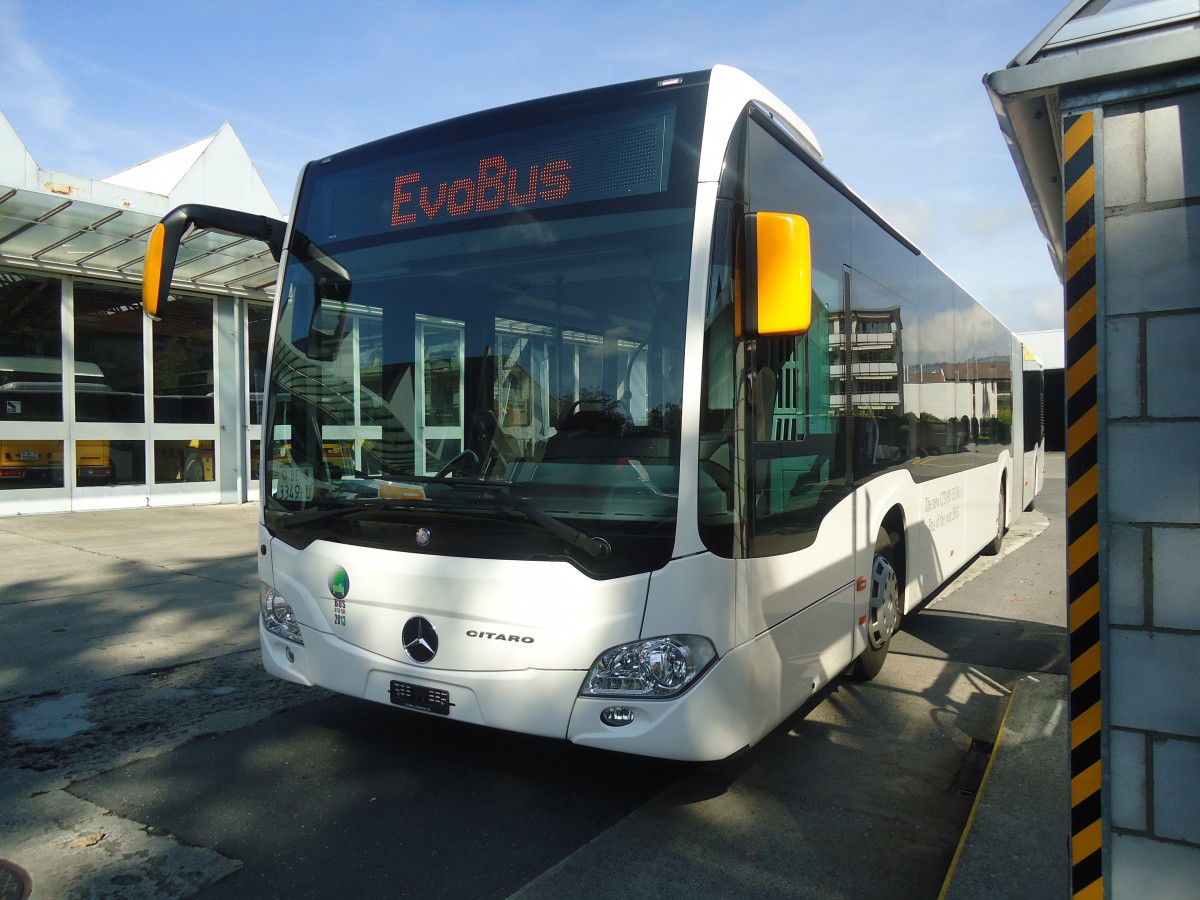 (147'448) - EvoBus, Kloten - BE 3349 U - Mercedes am 2. Oktober 2013 in Thun, Garage STI