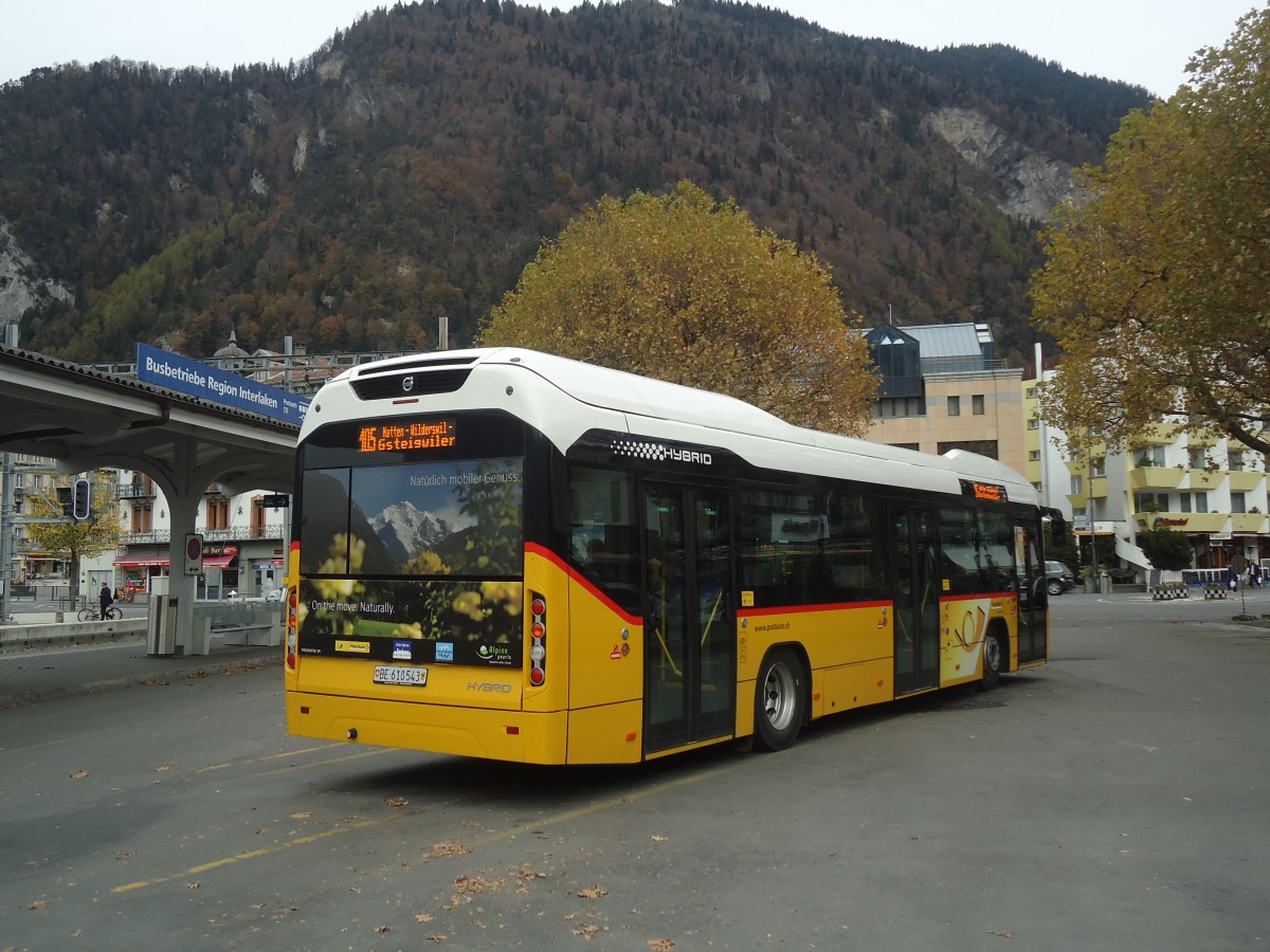 (147'576) - PostAuto Bern - BE 610'543 - Volvo am 4. November 2013 beim Bahnhof Interlaken West