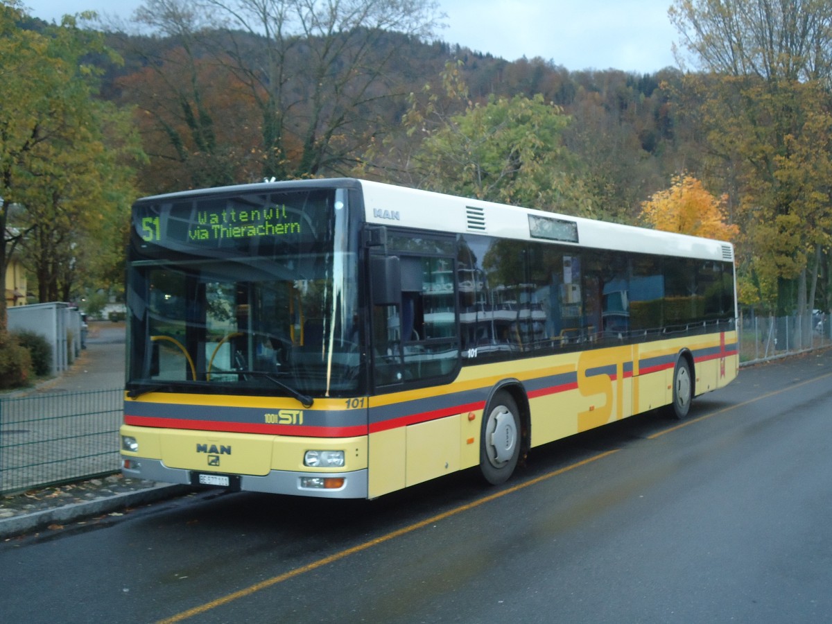 (147'597) - STI Thun - Nr. 101/BE 577'101 - MAN am 5. November 2013 bei der Schifflndte Thun