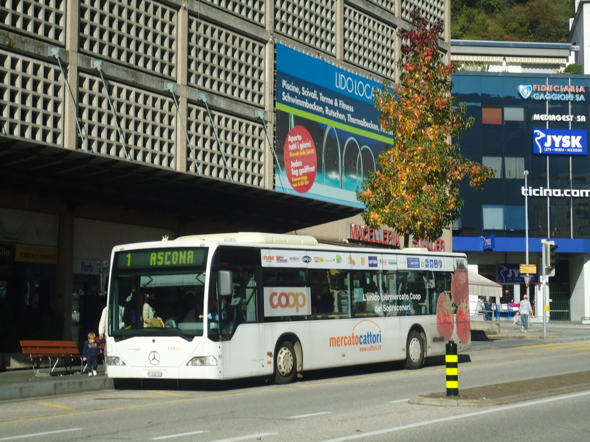 (147'606) - FART Locarno - Nr. 23/TI 310'723 - Mercedes am 5. November 2013 beim Bahnhof Locarno