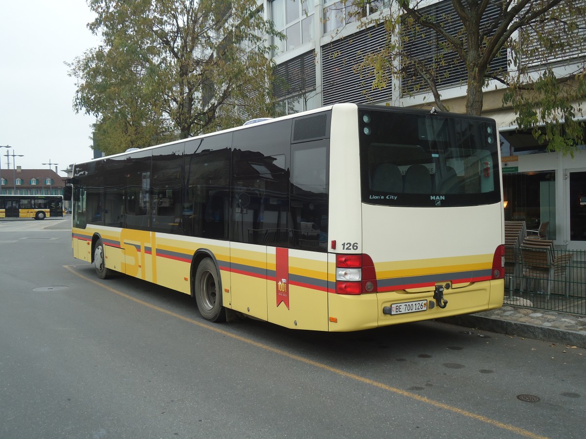 (148'085) - STI Thun - Nr. 126/BE 700'126 - MAN am 17. November 2013 bei der Schifflndte Thun