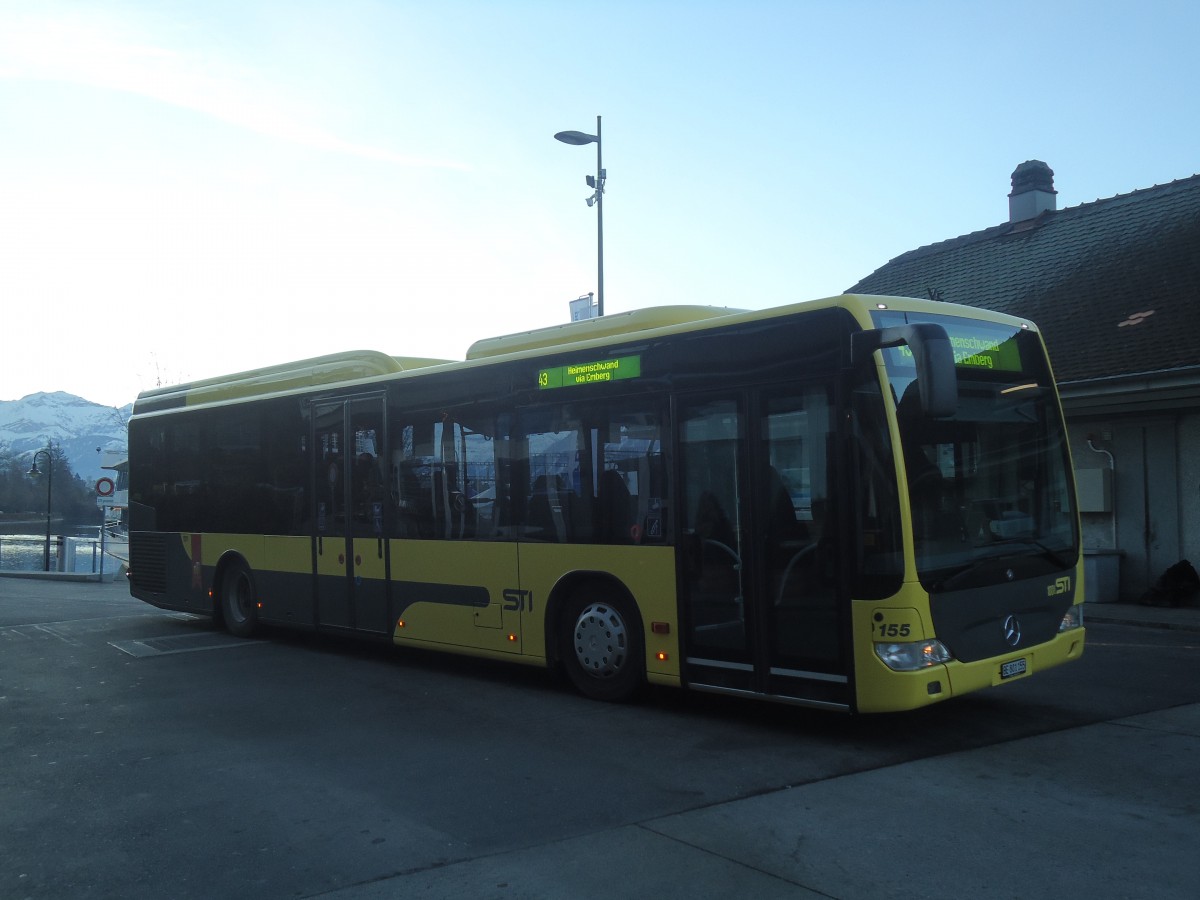 (148'609) - STI Thun - Nr. 155/BE 801'155 - Mercedes am 31. Dezember 2013 beim Bahnhof Thun