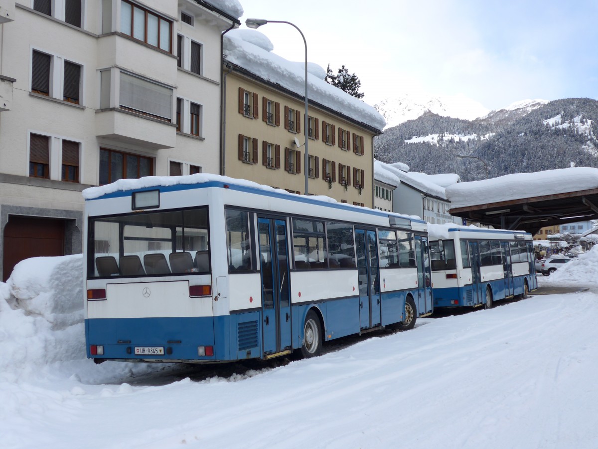 (148'796) - Meyer, Gschenen - UR 9345 - Mercedes (ex Gut, Binz Nr. 18) am 9. Februar 2014 beim Bahnhof Airolo