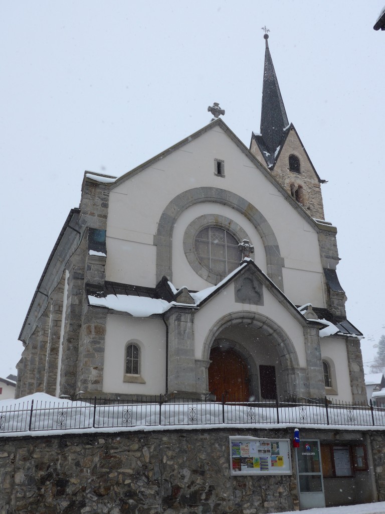 (149'090) - Die Kirche Meierhof in Obersaxen am 1. M�rz 2014