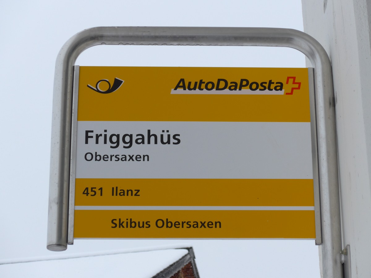 (149'092) - PostAuto-Haltestelle - Obersaxen, Friggah�s - am 1. M�rz 2014