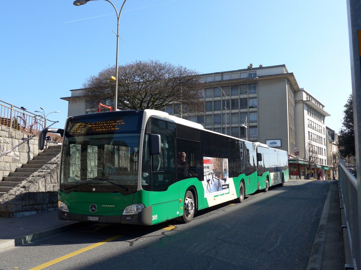 (149'238) - MBC Morges - Nr. 305/VD 176'923 - Mercedes am 9. Mrz 2014 beim Bahnhof Morges