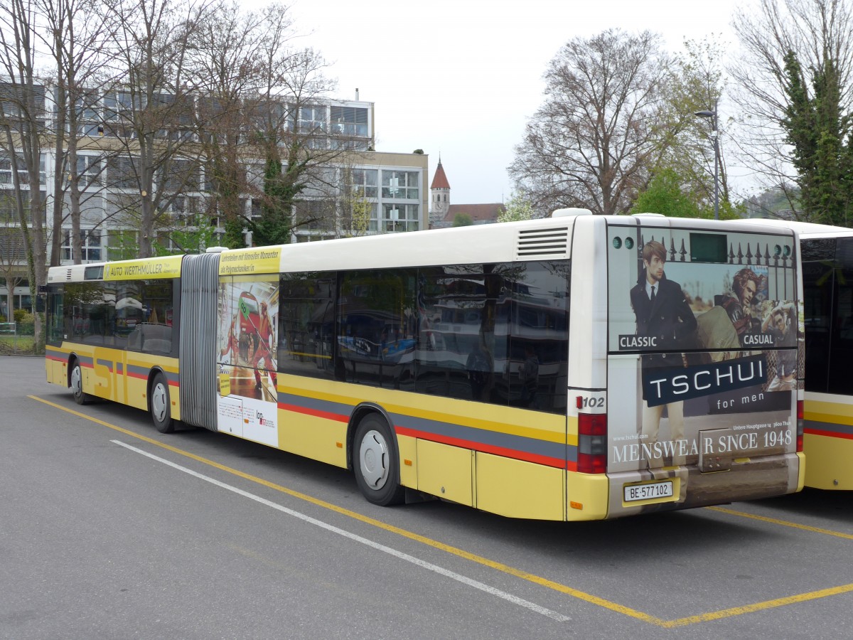 (149'665) - STI Thun - Nr. 102/BE 577'102 - MAN am 18. April 2014 bei der Schifflndte Thun