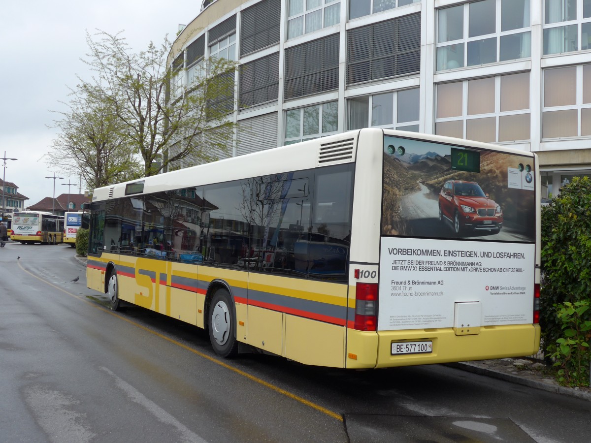 (149'697) - STI Thun - Nr. 100/BE 577'100 - MAN am 21. April 2014 bei der Schifflndte Thun